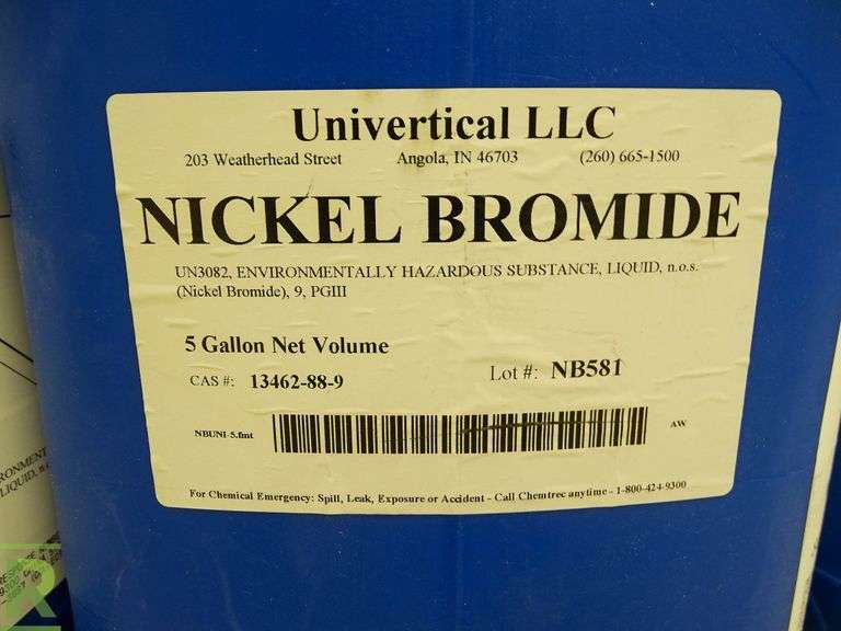 (7) 5Gallon Containers of Univertical Nickel Bromide Roller Auctions