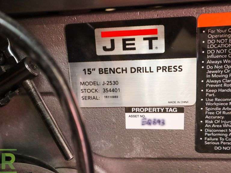 Jet J2530 15" Bench Drill Press Roller Auctions
