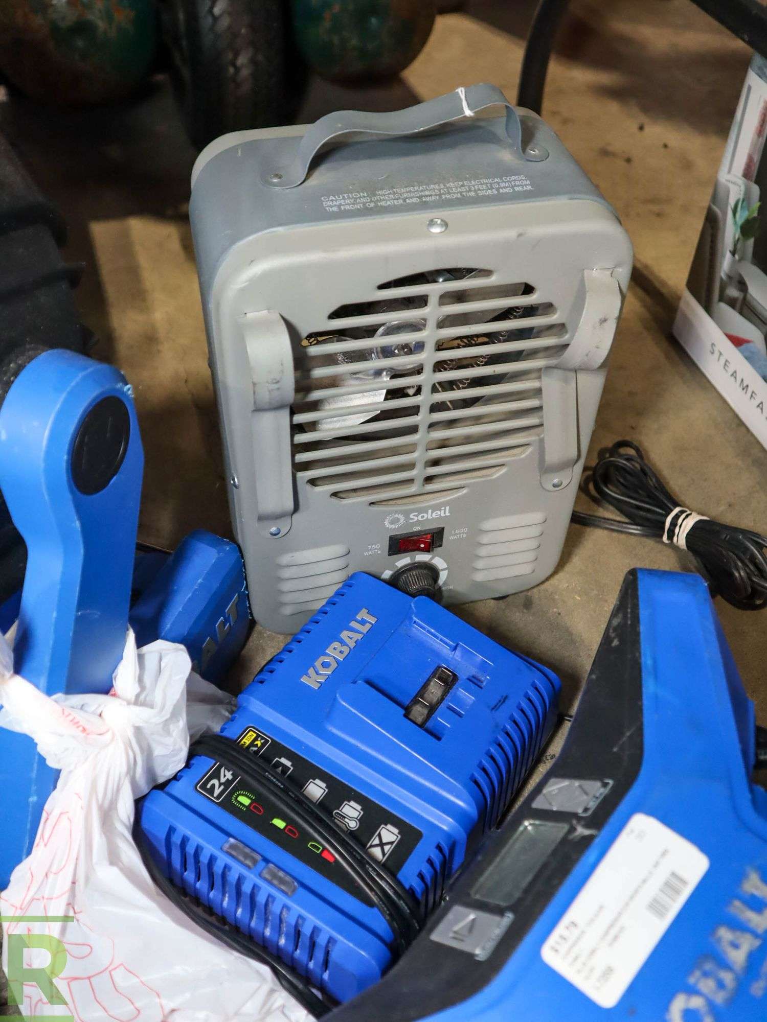 Kobalt Cordless Fan, Radio / Air Compressor, (2) Batteries, Chargers,  Electric Space Heater - Roller Auctions