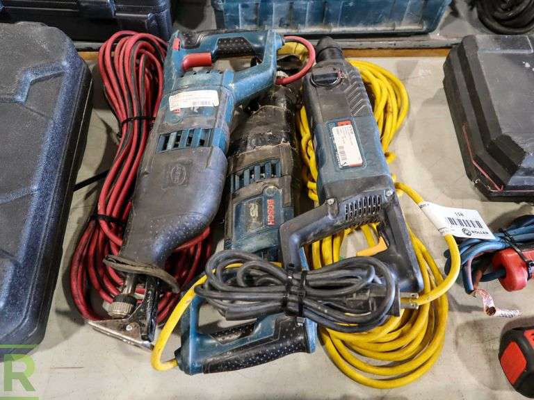 (2) Bosch Corded Reciprocating Saws and Bosch Corded Rotary Hammer Roller Auctions