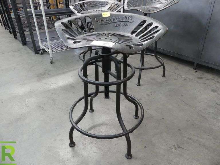(3) TSC Tractor Seat Cast Iron Swivel Adjustable Height Bar Stools