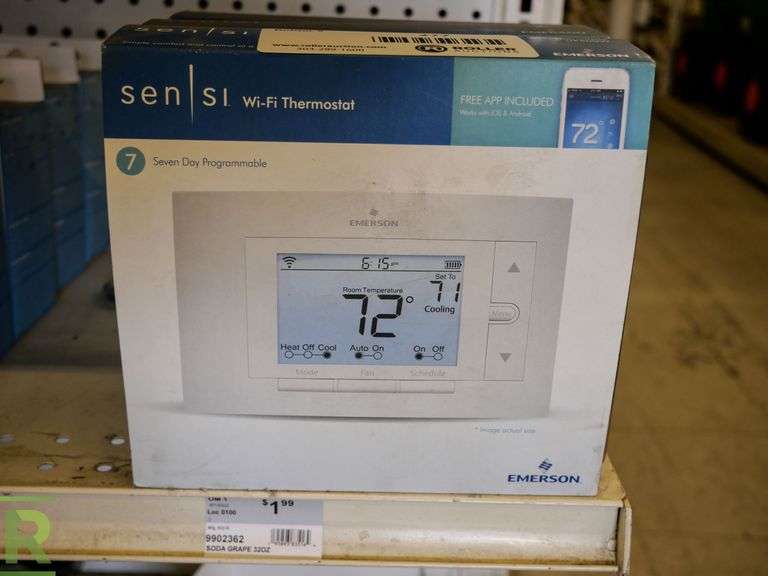 (3) Emerson Sen Si WiFi Thermostats, 7Day Programable Roller Auctions