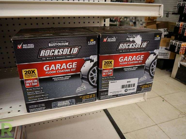 (2) Boxes of Rustoleum Rock Solid Garage Floor Coating, Dark Gray High