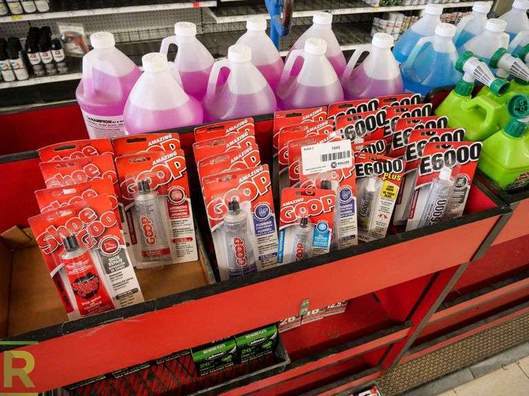 (2) Trays of Adhesive Goop, Shoe Goo and E6000 Glue Roller Auctions