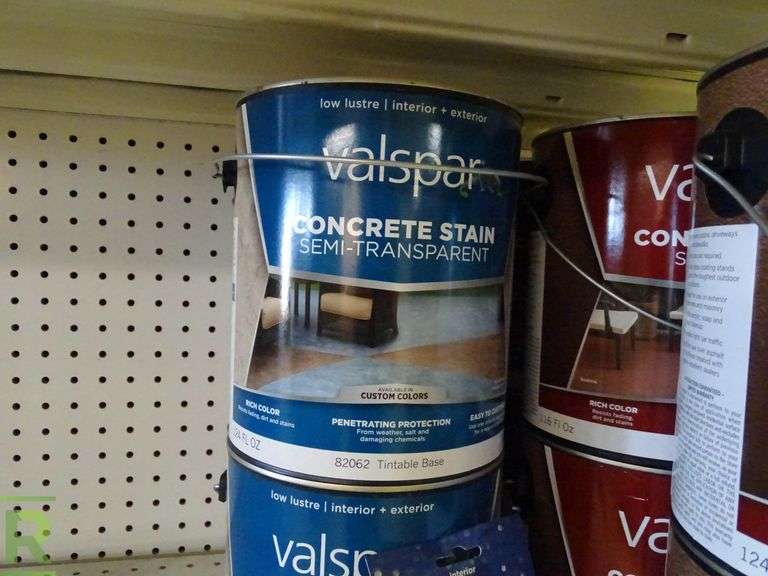 (10) Cans of Valspar Concrete Stain With Paint Crystals Roller Auctions