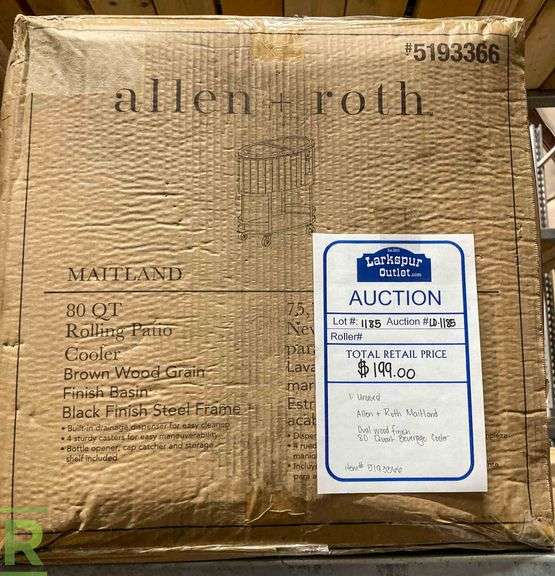 allen + roth Maitland Oval Wood Finish 80Quart Beverage Cooler