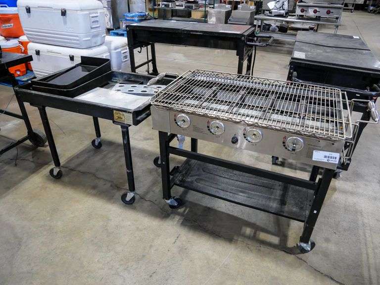 Bass Pro Cab 36"4BGC Propane Grill on Casters and Big John Grill Bass
