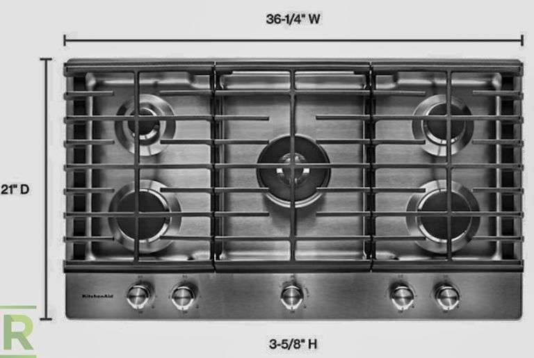 New KitchenAid 36in 5 Burners Gas Cooktop Color Stainless Steel