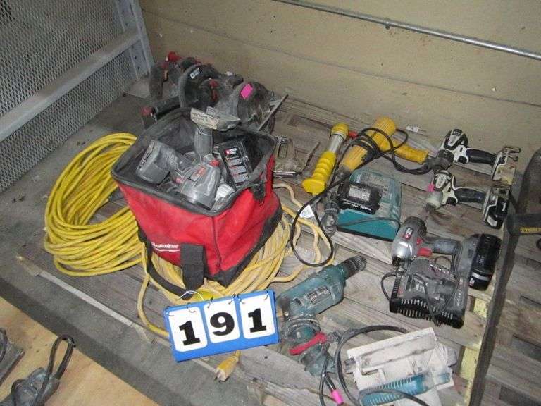 MISC. ON PALLET INCLUDING APPROX. (10) POWER TOOLS INCLUDING BATTERY
