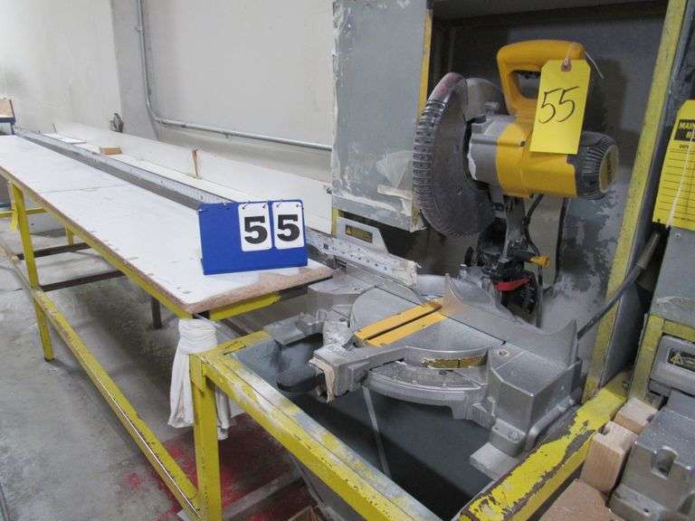 DEWALT 10" COMPOUND MITER SAW, MDL DW713, WITH STAND AND METAL WOOD
