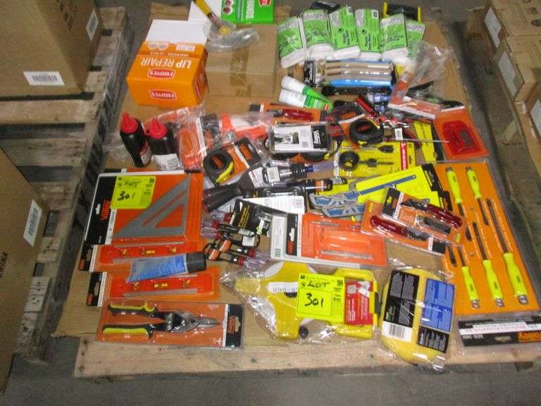 CASE, LOT ASSORTED HAND TOOLS AND SHOP NEEDS ON ONE PALLET Rosen Systems