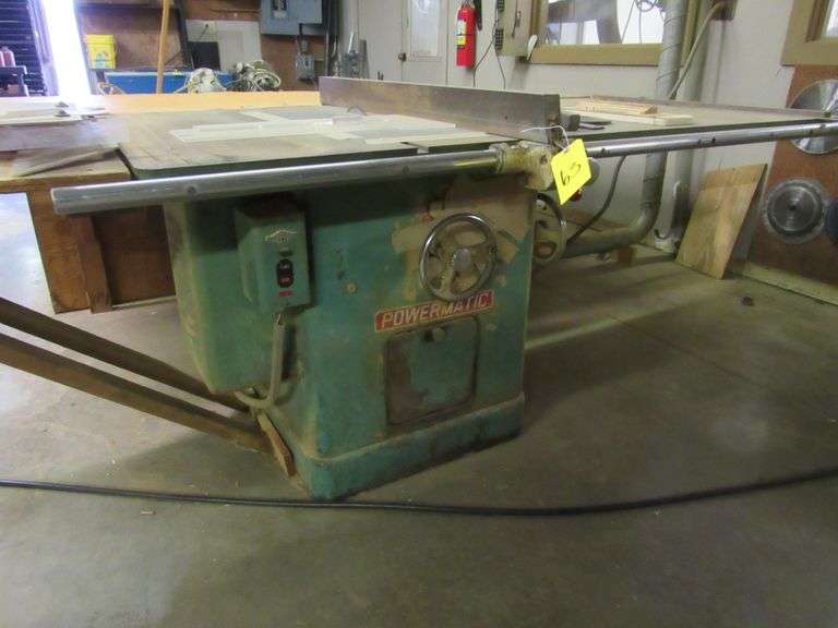 TABLE SAW, POWERMATIC WITH GUARD, APPROXIMATELY 38" x 79" TABLE, HARD