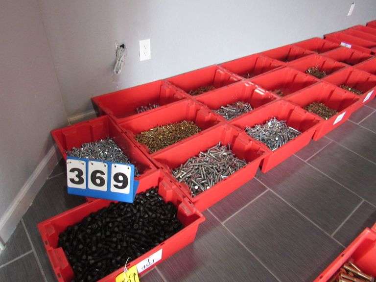 ASSORTED HARDWARE, AS SHOWN, (17) PLASTIC BINS Located on 2nd Floor