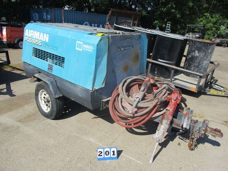 PORTABLE AIR COMPRESSOR, AIRMAN PD5185S, DIESEL, INCLUDES HOSE AND (3