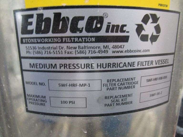 EBBCO PACKAGE FILTRATION SYSTEM, S/N 14267 WITH (4) EBBCO MEDIUM