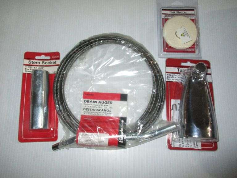 LOT, APPROX. (16) BOXES OF ASSORTED PLUMBING ITEMS INCLUDING TUB SPOUTS