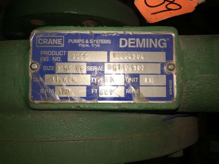 CRANE DEMING SERIES 3060 END SUCTION CENTRIFUGAL PUMP MODEL 3066