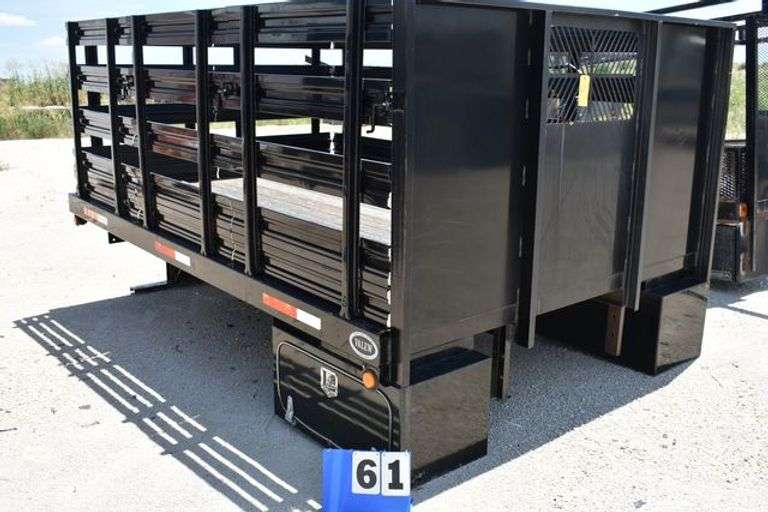 VALEW STEEL TRUCK BED, STAKE BED, WOOD DECK, APPROX. 92" W X 148" D X