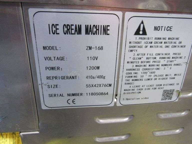 ICE CREAM MACHINE, MDL ZM168, 110V Rosen Systems