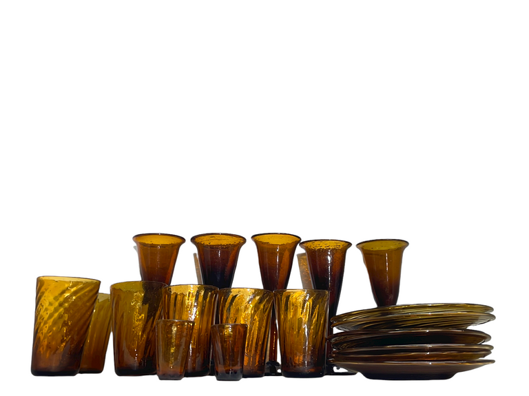 Dark Amber Hand Blown Glasses reSettled Life