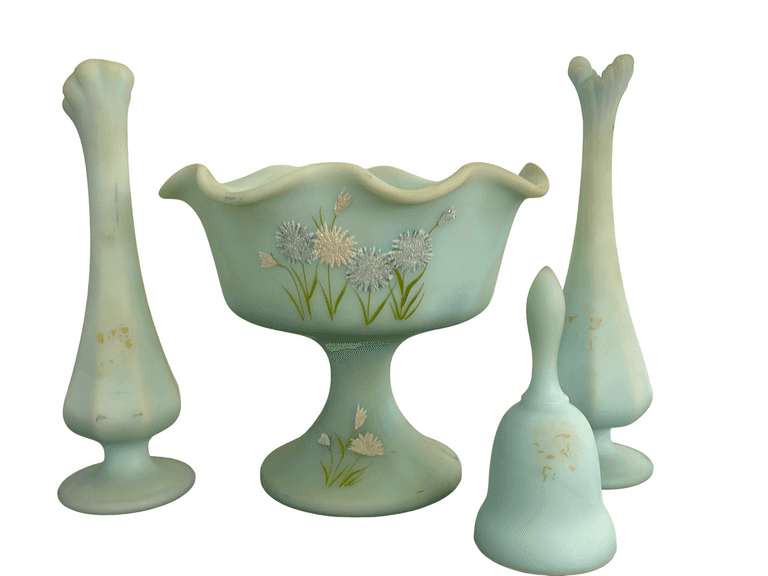 Vintage Fenton Footed Compote Candy Dish and Bud Vases reSettled Life