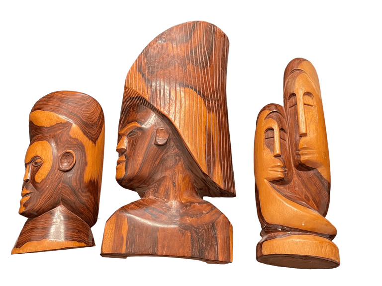 Trio of Carved Wood Figurines reSettled Life
