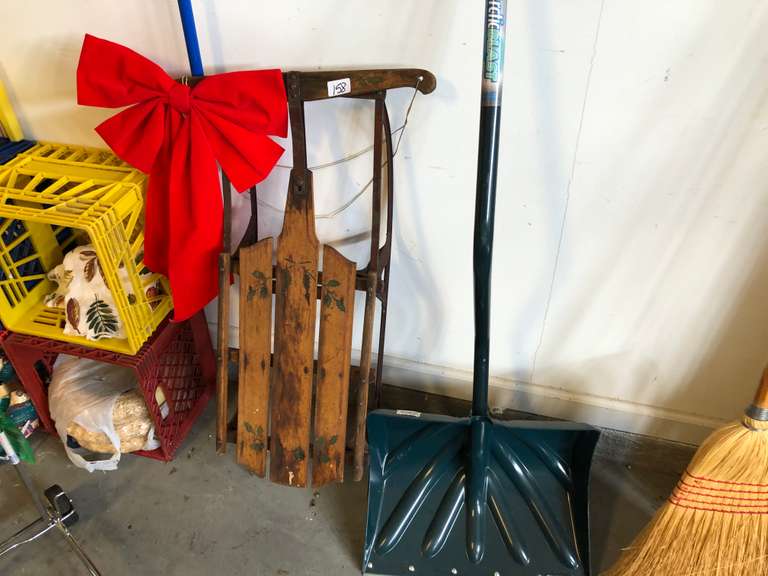 Vintage Wood Sled and Snow Shovel BHHS GA Properties Seller Choice