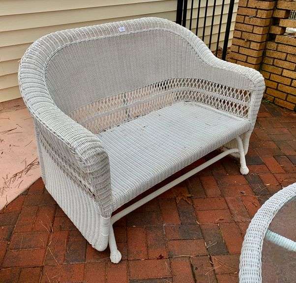White Wicker Glider Loveseat BHHS GA Properties Auction Group