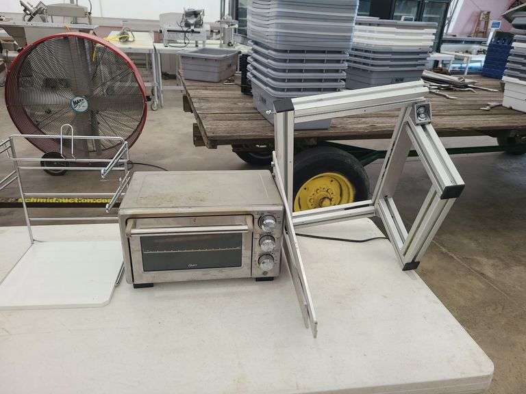 Oster Toaster oven, Metal Rack, and homemade metal rack Schmid Auction