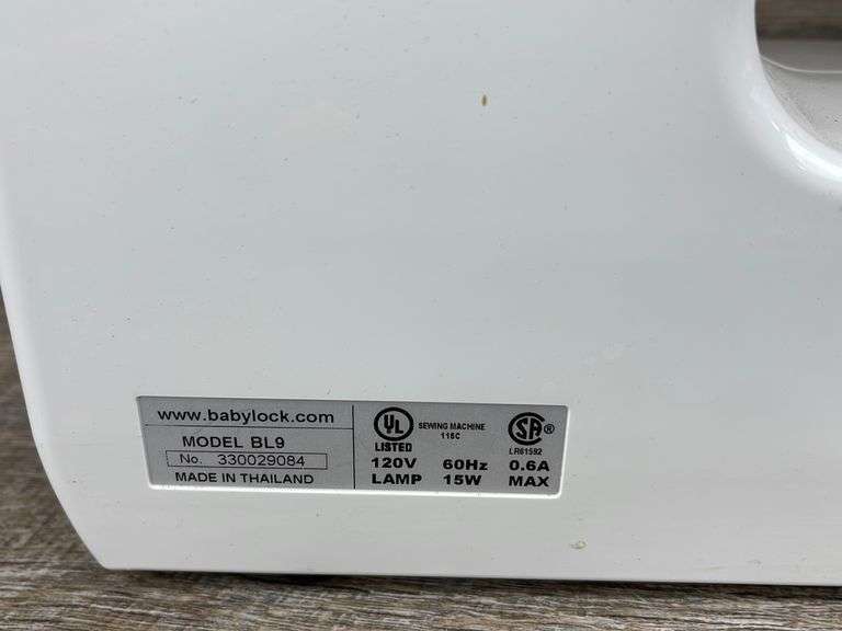 Baby Lock BL9 sewing machine Schneider Auctioneers LLC