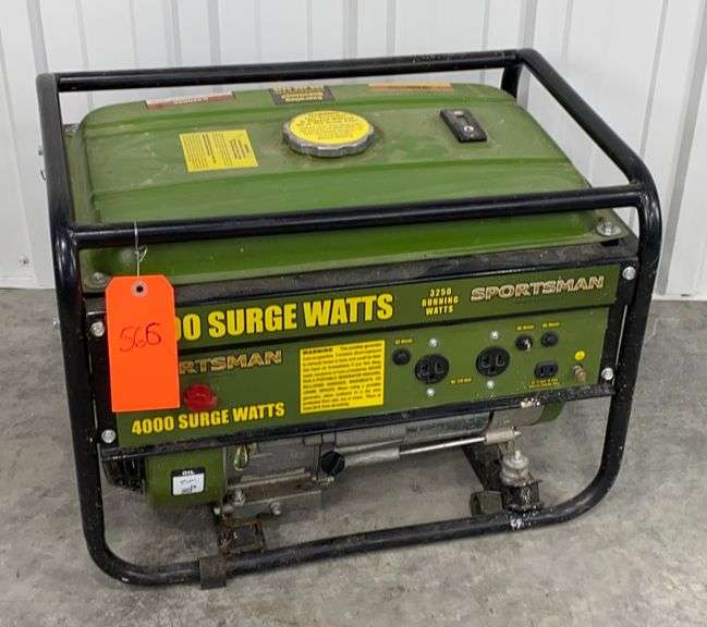 Sportsman 4,000 watt generator Schneider Auctioneers LLC