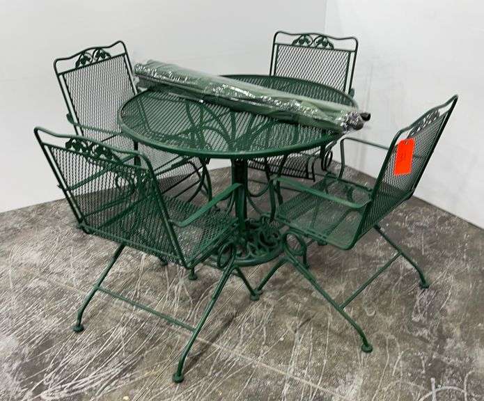 Iron patio table w/ 4 chairs Schneider Auctioneers LLC