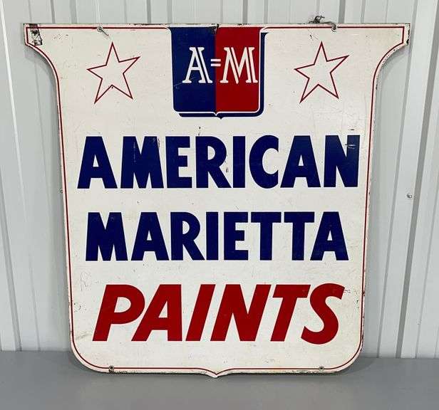 Vintage American Marietta Paints double sided sign Schneider