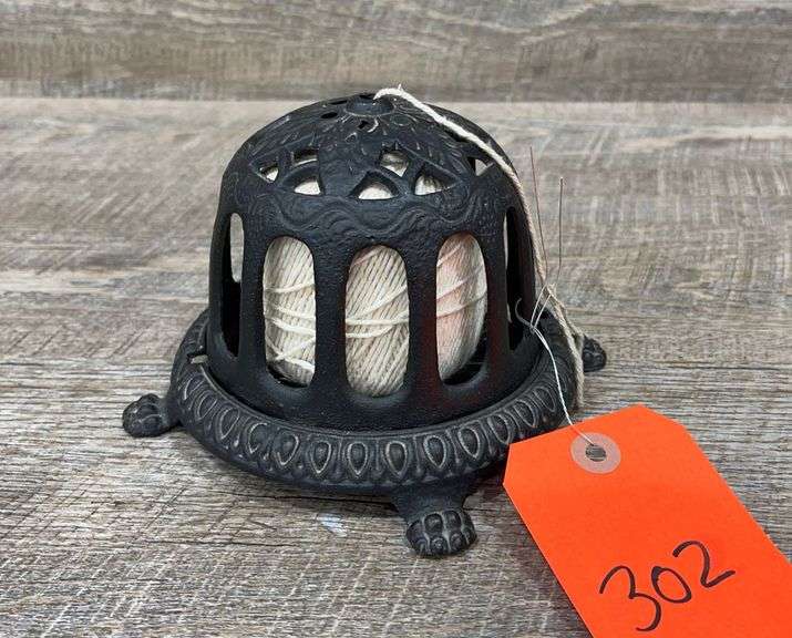 Antique iron string dispenser Schneider Auctioneers LLC