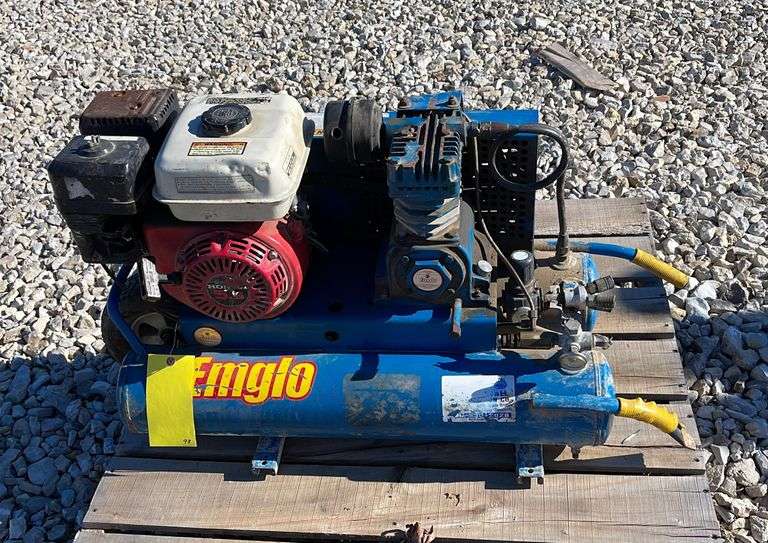 Emglo gas powered portable air compressor Schneider Auctioneers LLC