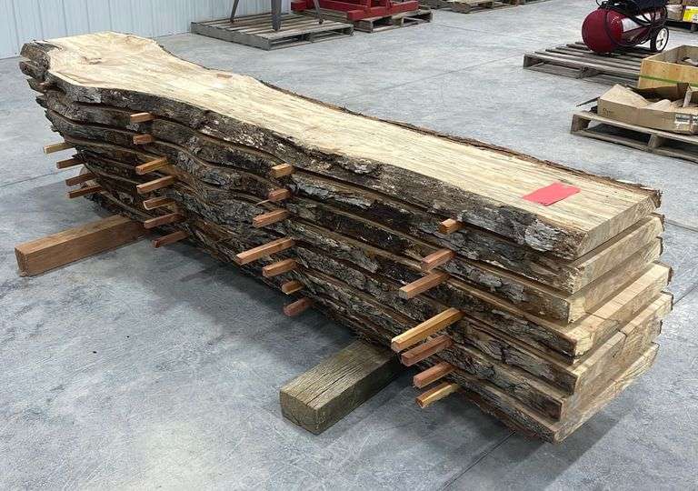 8 live edge pecan lumber slabs Schneider Auctioneers LLC