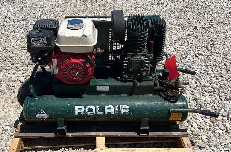Rolair gas powered air compressor Schneider Auctioneers LLC