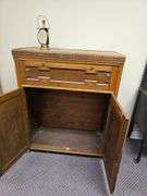 Vintage Tiger Oak Bar Cabinet with Drinkware and more