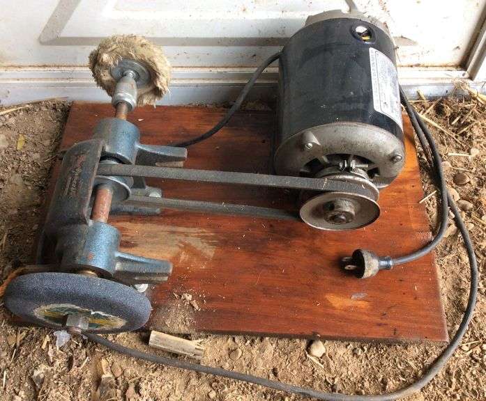 Mounted Bench Grinder on Board Sherwood Auctions