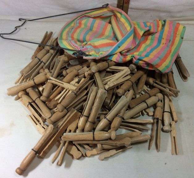 Vintage Clothespin Bag With Vintage Clothespins Sherwood Auctions