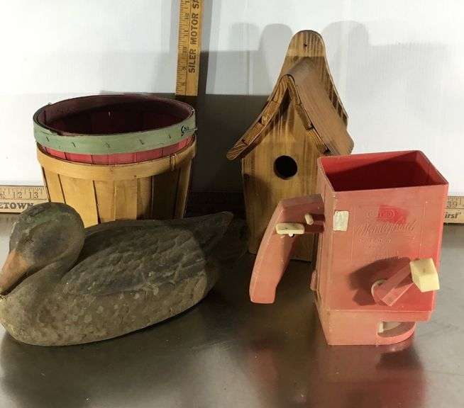 Baskets, Birdhouse, Fiberglass Mallard, Ortho Whirlybird Spreader