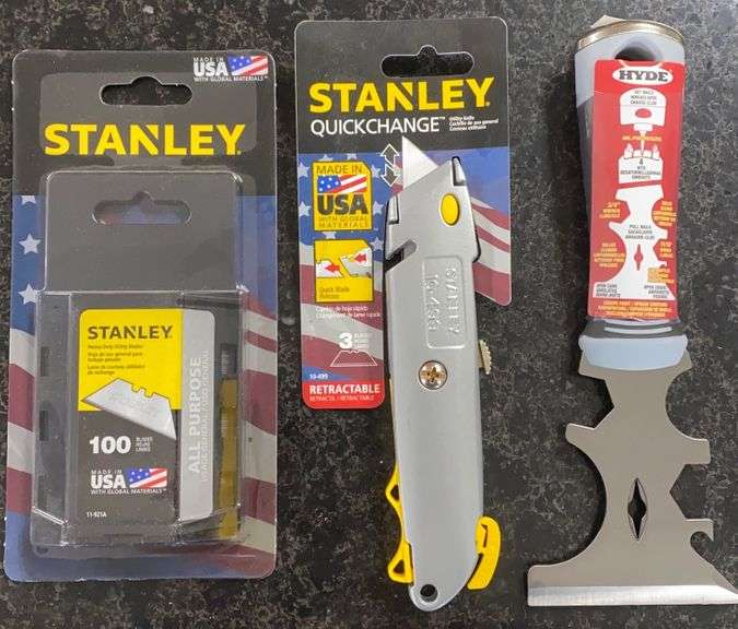 Stanley Utility Knife, 100 Pk. Heavy Duty Utility Blades, & Hyde Multitool Sherwood Auctions