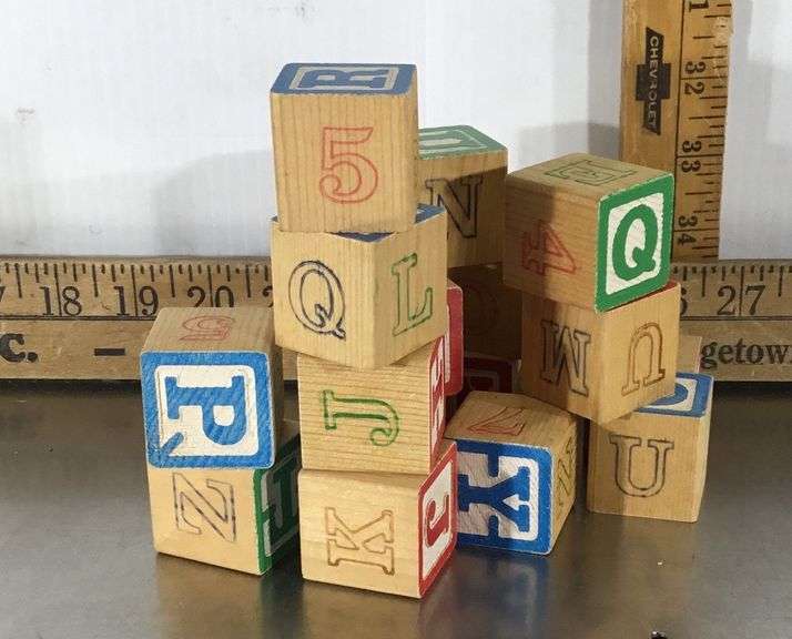 Wooden alphabet and number blocks sherwood auctions