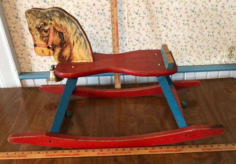 Antique Rocking Horse & Stool - Sherwood Auctions