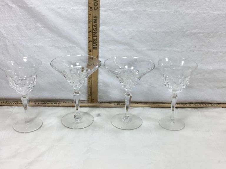 Four 6” Lead Crystal Martini Glasses Sherwood Auctions
