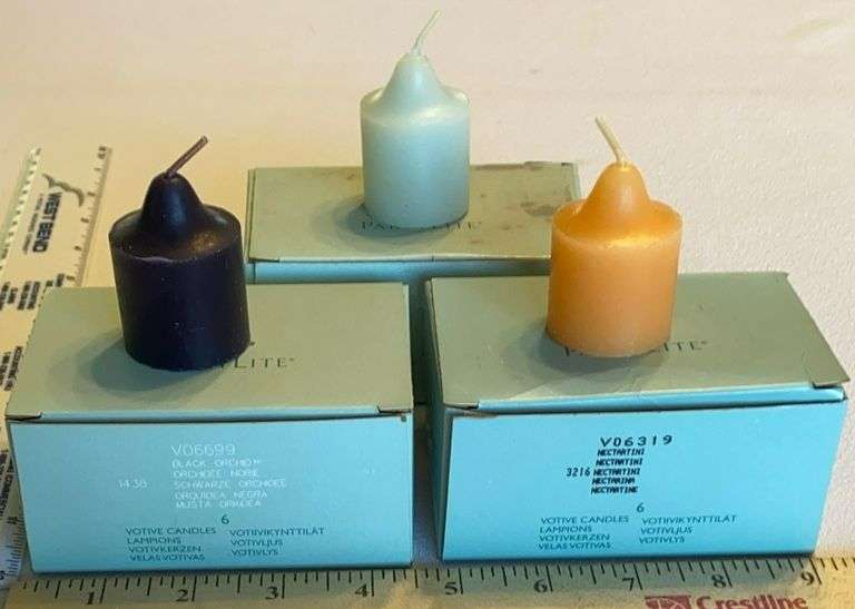 13 PartyLite Votives 6 Black Orchid, 5 Nectarini, 2 Seaside Mist