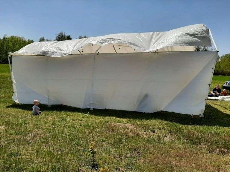 26’x12’ Canopy w/ Zip Up Door Front Tarp, Back End Tarp, Top Tarp, Both Side Tarps, and All