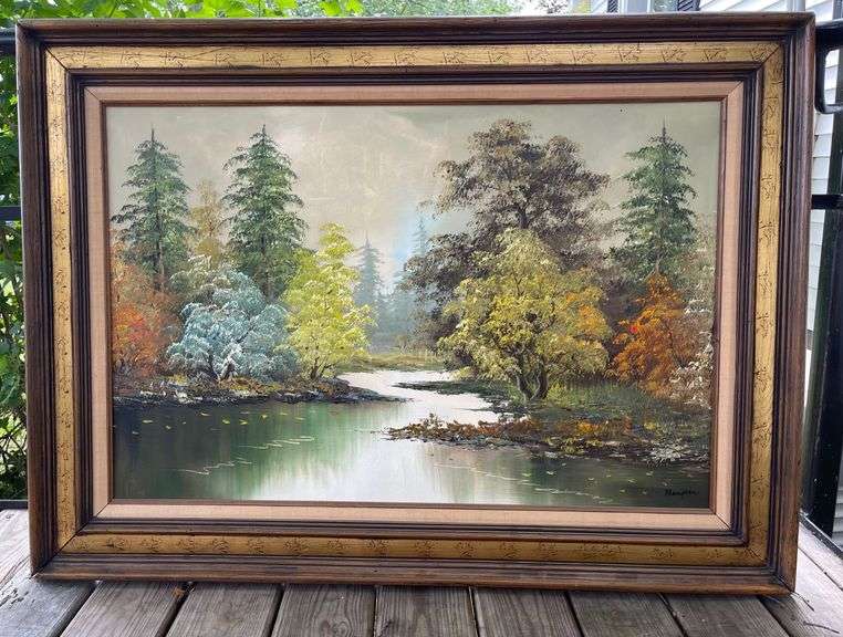 45x34 Framed Original Thompson Oil Painting Sherwood Auctions