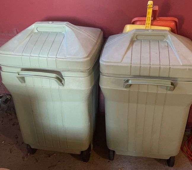 Two True Value Rolling Trash Cans with Lids Sherwood Auctions