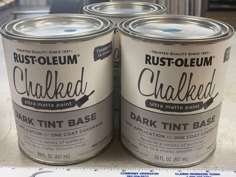 3 Cans Dark Tint Base RustOleum Chalked Paint Sherwood Auctions